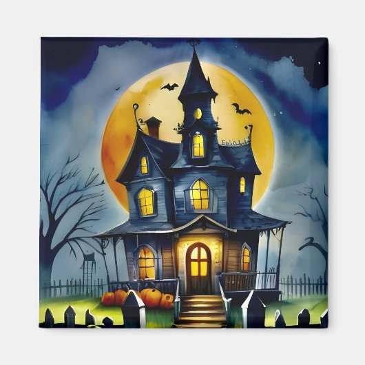 Magnet Carré Whimsical Haunted House 2 pouces (Devant)