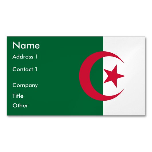 Magnet carte de visite avec drapeau d'Algérie (devant)