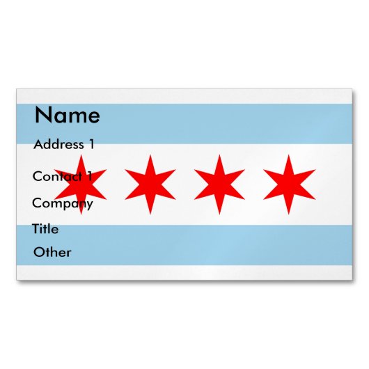 Magnet carte de visite avec drapeau de Chicago (devant)
