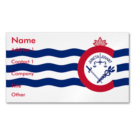 Magnet carte de visite avec drapeau de Cincinnati (devant)