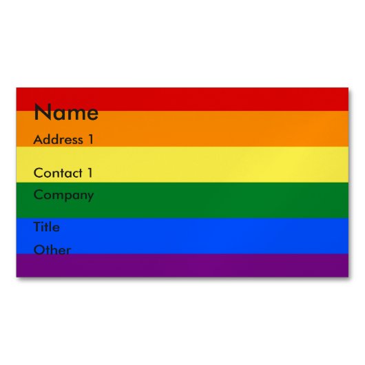Magnet carte de visite avec drapeau de fierté LGBT (devant)