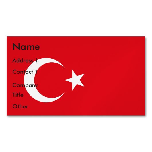 Magnet carte de visite avec drapeau de la Turquie (devant)