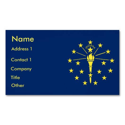 Magnet carte de visite avec drapeau de l'Indiana (devant)