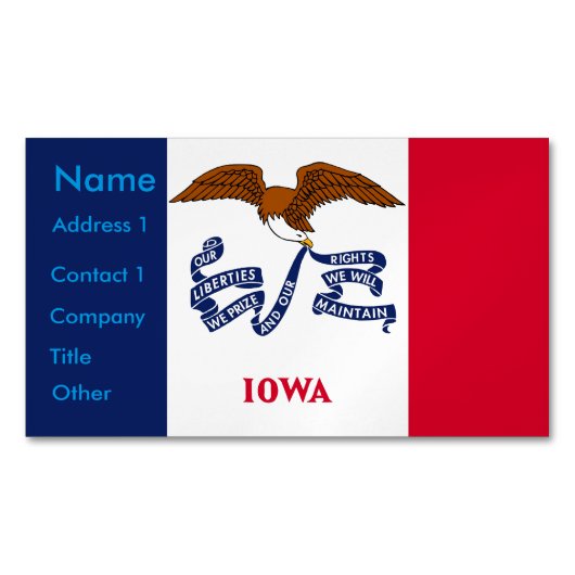 Magnet carte de visite avec drapeau de l'Iowa (devant)