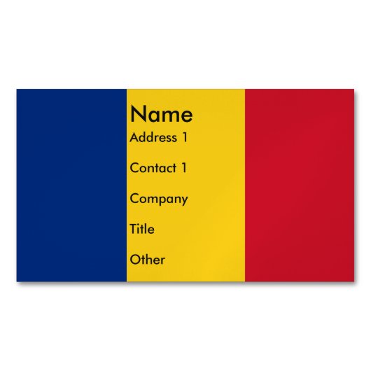 Magnet carte de visite avec drapeau de Roumanie (devant)