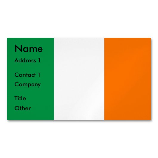 Magnet carte de visite avec drapeau d'Irlande (devant)