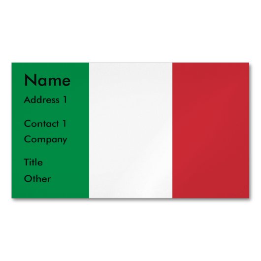 Magnet carte de visite avec drapeau d'Italie (devant)
