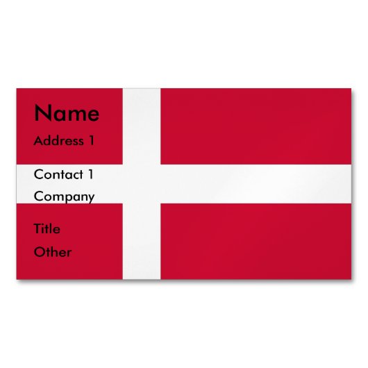Magnet carte de visite avec drapeau du Danemark (devant)