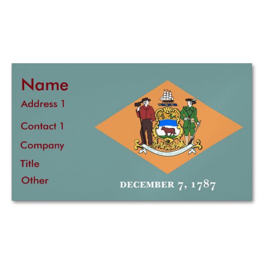 Magnet carte de visite avec drapeau du Delaware (devant)