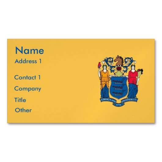 Magnet carte de visite avec drapeau du New Jersey (devant)