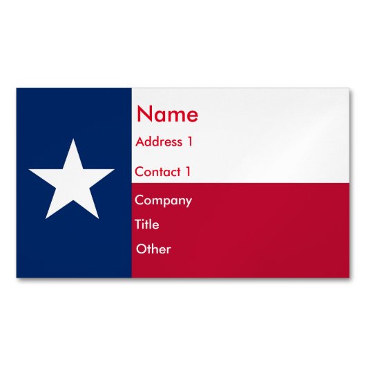 Magnet carte de visite avec drapeau du Texas (devant)