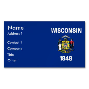 Magnet carte de visite avec drapeau du Wisconsin,