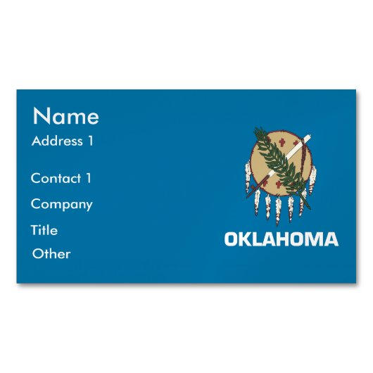 Magnet carte de visite avec le drapeau de l'Oklaho (devant)