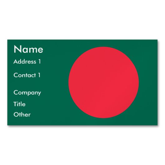 Magnet carte de visite avec le drapeau du Banglade (devant)