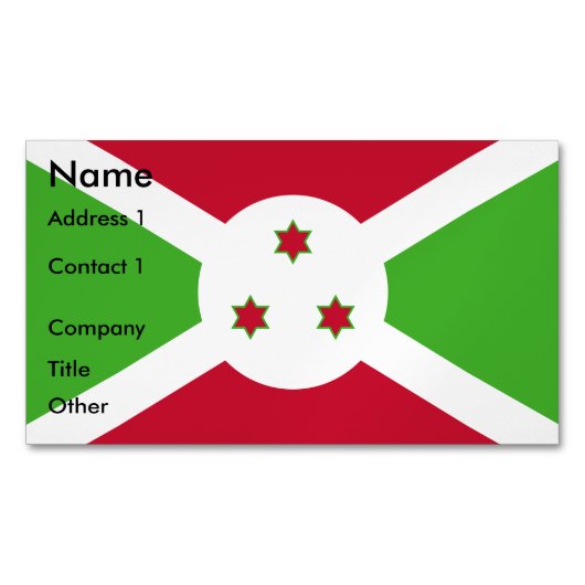 Magnet carte de visite avec le drapeau du Burundi (devant)