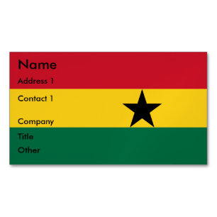 Magnet carte de visite avec le drapeau du Ghana