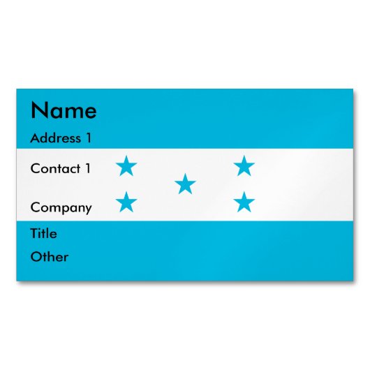 Magnet carte de visite avec le drapeau du Honduras (devant)