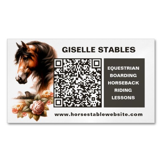 Magnet Carte de visite de cheval avec code QR (devant)