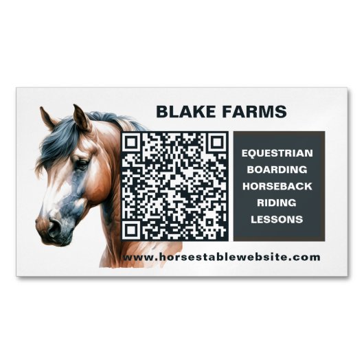 Magnet Carte de visite de cheval avec code QR (devant)