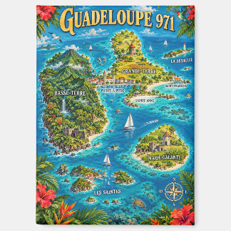 Magnet Carte Illustrée Guadeloupe 971