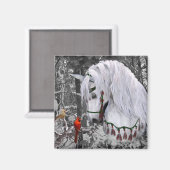 Magnet Cheval et Cardinaux de Noël (Recto/Verso)