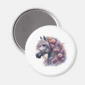 magnet cheval et fleurs (Recto/Verso)