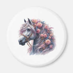magnet cheval et fleurs