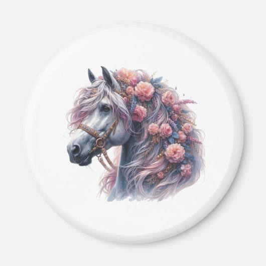 magnet cheval et fleurs (Devant)
