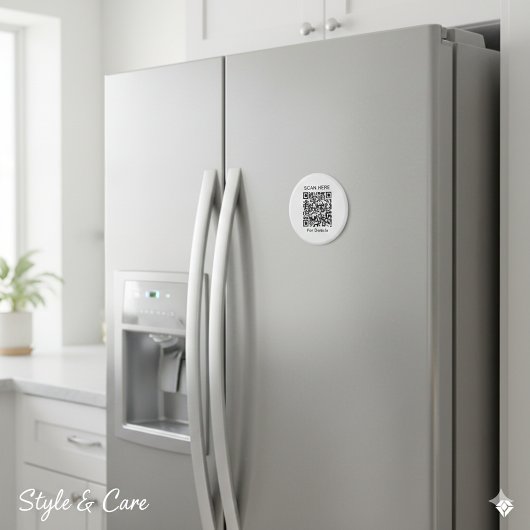 Magnet circulaire de code QR personnalisé - Éteind