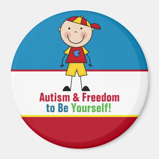 Magnet circulaire de sensibilisation sur l'autisme (Devant)