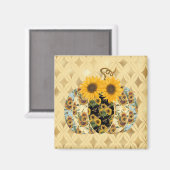 Magnet Citrouille décoré de tournesol (Recto/Verso)