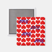 Magnet - Coeurs rouges - AMOUR AMOUR AMOUR (Recto/Verso)