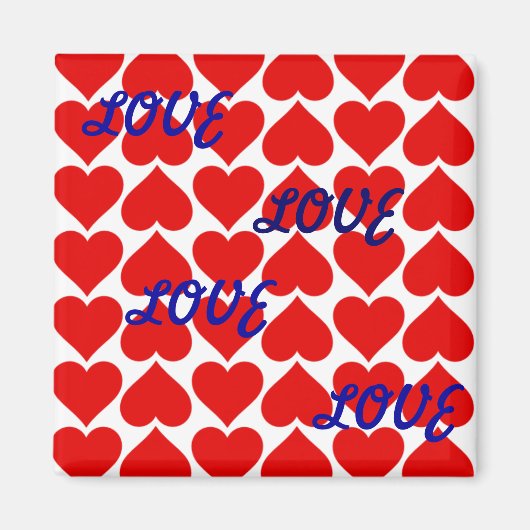 Magnet - Coeurs rouges - AMOUR AMOUR AMOUR (Devant)