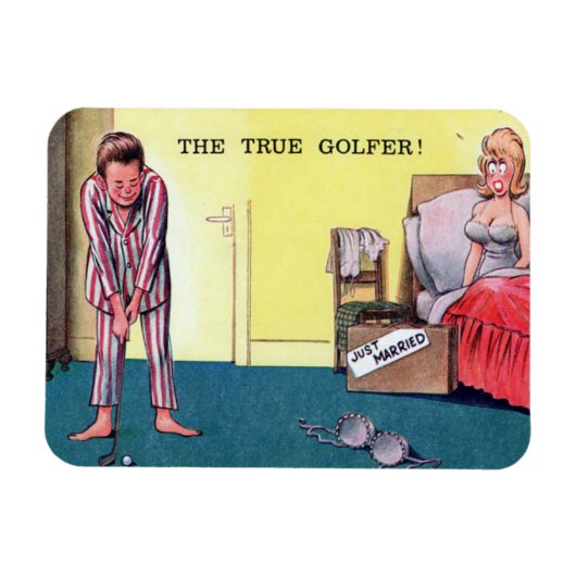 Magnet - Comic - Golf - Oud Briefkaart Magneet (Horizontaal)