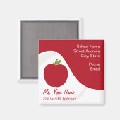 Magnet contact enseignant - Pomme rouge (Recto/Verso)