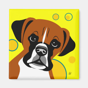 Magnet contemporain de chien de boxeur