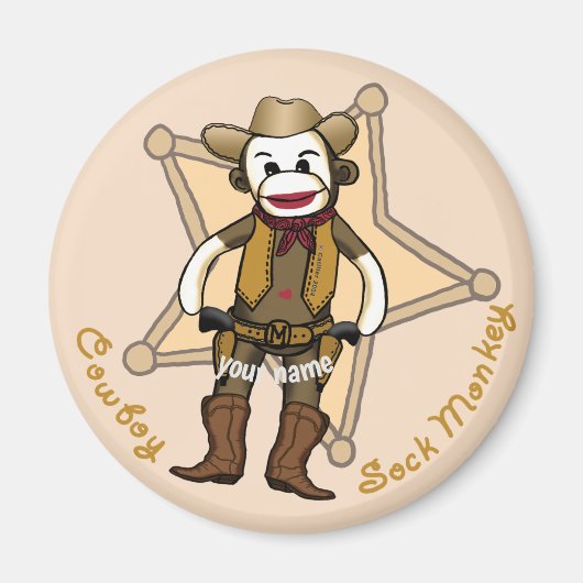 Magnet Cowboy Singe Chaussette (Devant)