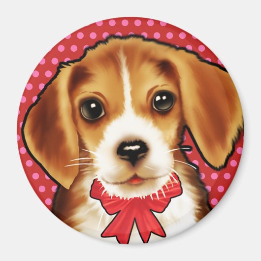 Magnet Custom, mignon petit Beagle. (Devant)