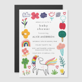 |MAGNET| Cute Sweet Unicorn Baby Shower Invite Magnetische Uitnodiging