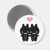 Magnet d'amour du lapin noir (blanc) (Recto/Verso)