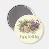 Magnet d'anniversaire de chiot vintage (Recto/Verso)