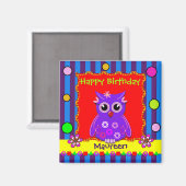 Magnet d'anniversaire de Chouette personnalisable  (Recto/Verso)