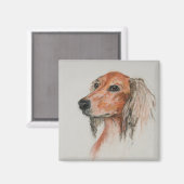 Magnet d'art de Chien Saluki (Recto/Verso)