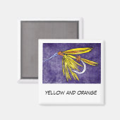 Magnet d'art de pêche à la mouche "Jaune et orange (Recto/Verso)