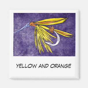 Magnet d'art de pêche à la mouche "Jaune et orange