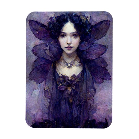 Magnet d'art Imaginaire de fée gothique violet (Vertical)