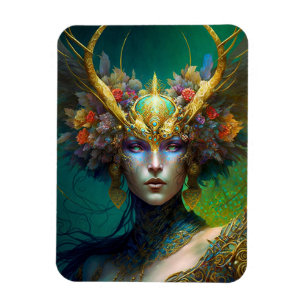 Magnet d'art Imaginaire de femme Elf Horned