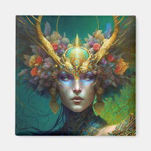 Magnet d'art Imaginaire de femme Elf Horned