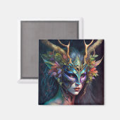Magnet d'art Imaginaire de femme Elf Horned (Recto/Verso)