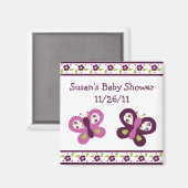 Magnet de Baby shower à papillon de prune sucre #2 (Recto/Verso)